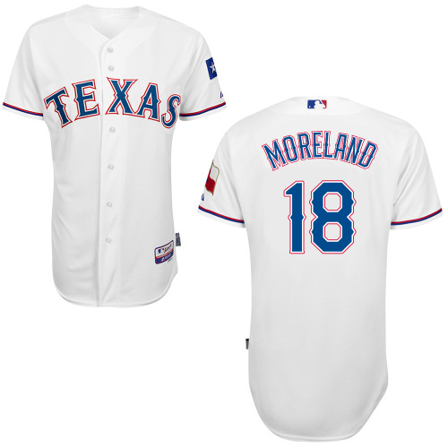 Mitch Moreland #18 MLB Jersey-Texas Rangers Men's Authentic Home White Cool Base Baseball Jersey